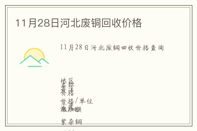 11月28日河北廢銅回收價(jià)格