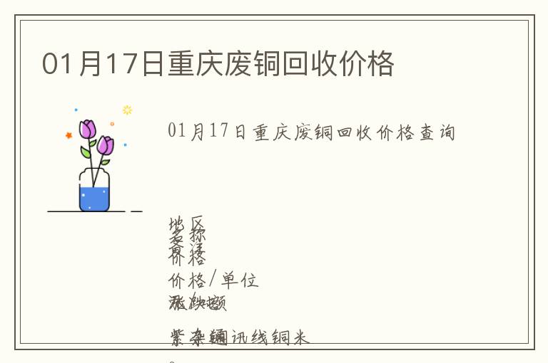 01月17日重慶廢銅回收價格