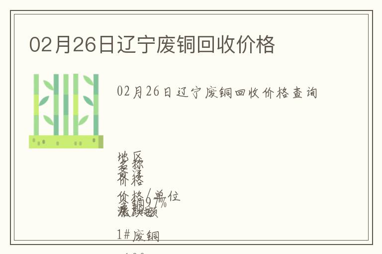02月26日遼寧廢銅回收價格