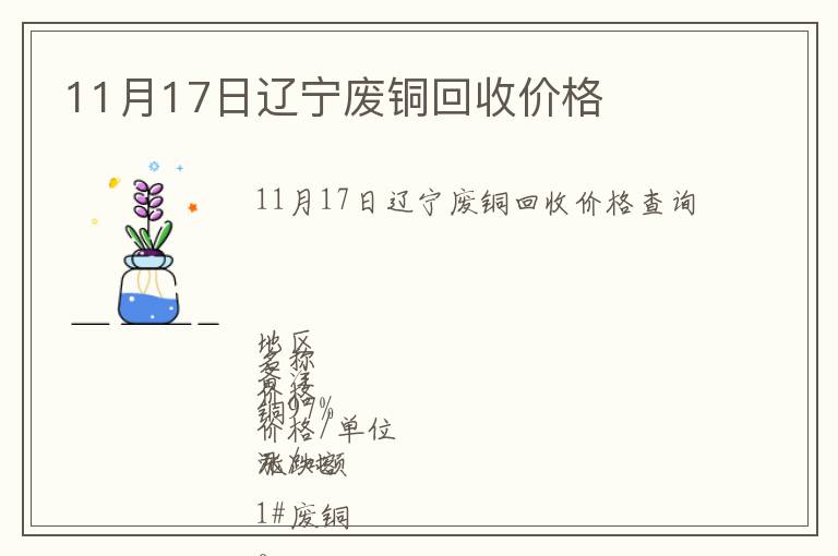 11月17日遼寧廢銅回收價格