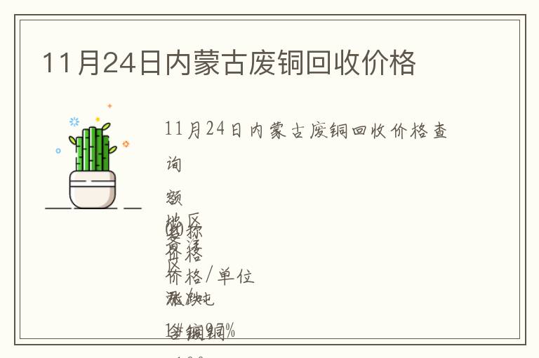 11月24日內蒙古廢銅回收價格