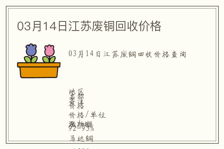 03月14日江蘇廢銅回收價格