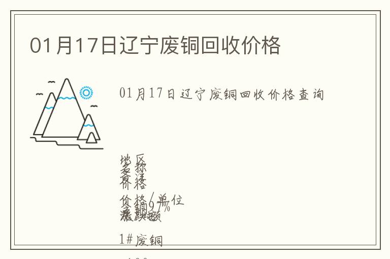 01月17日遼寧廢銅回收價格