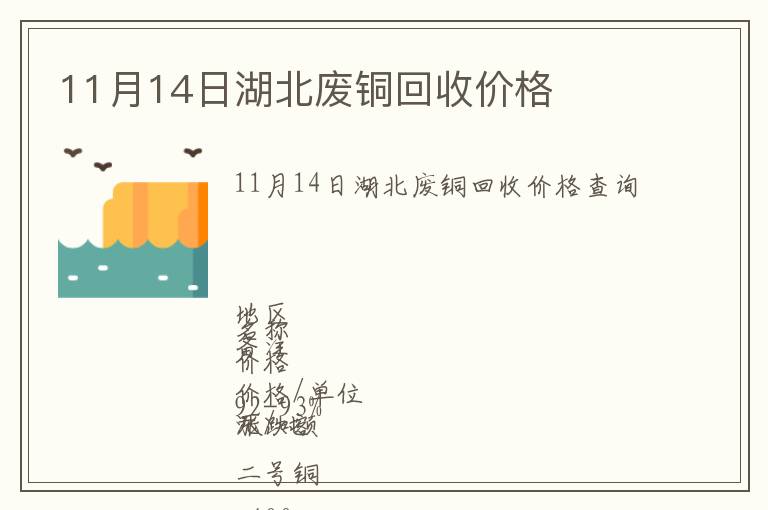11月14日湖北廢銅回收價格
