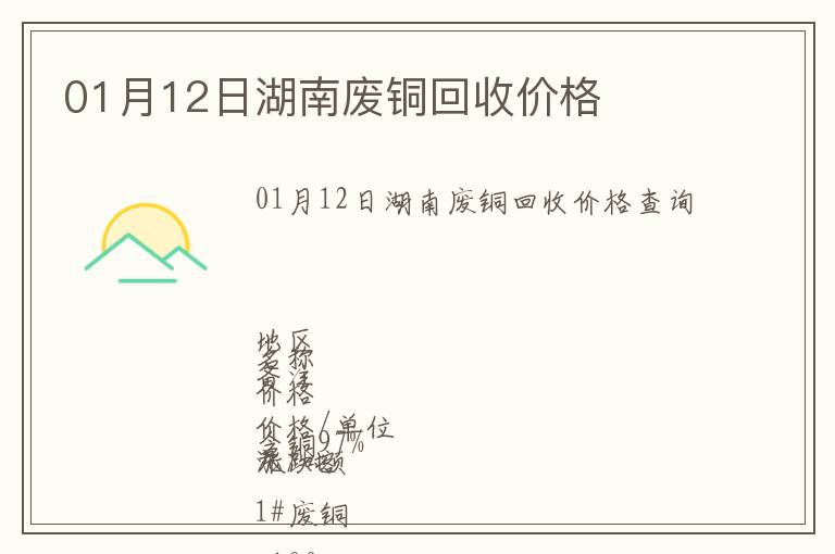 01月12日湖南廢銅回收價(jià)格