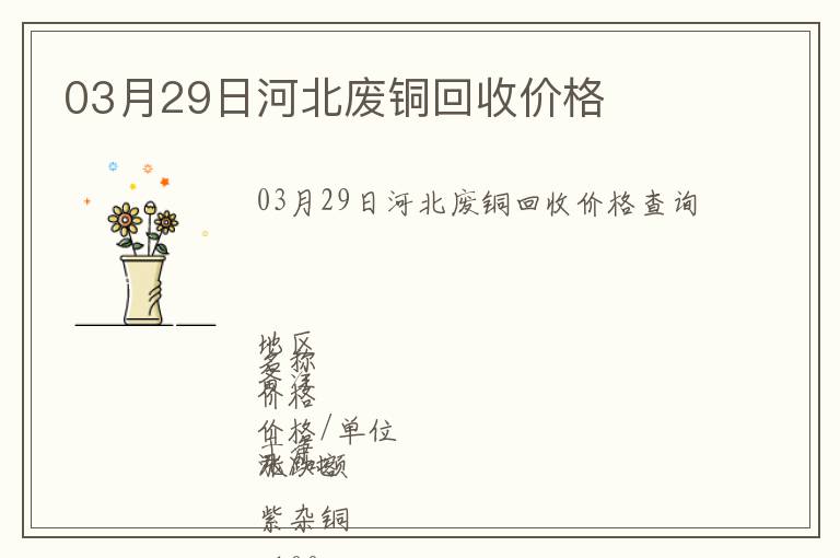 03月29日河北廢銅回收價(jià)格