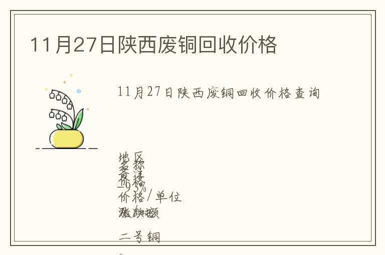 11月27日陜西廢銅回收價格