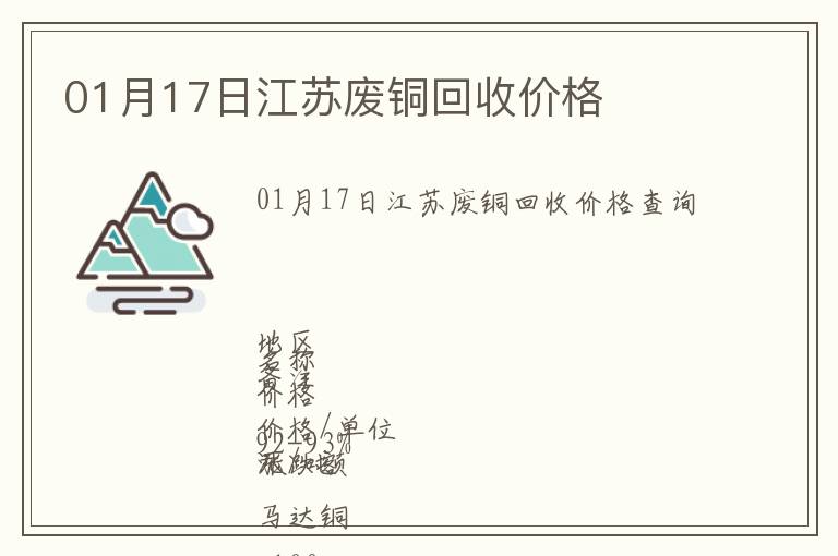 01月17日江蘇廢銅回收價格