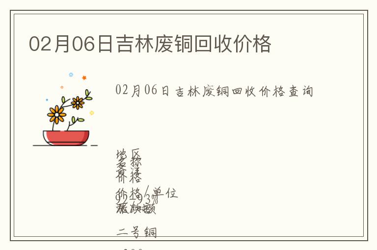 02月06日吉林廢銅回收價(jià)格