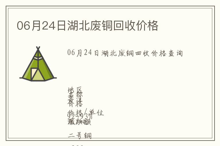 06月24日湖北廢銅回收價格