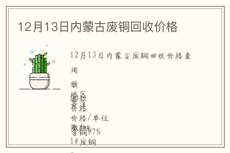 12月13日內(nèi)蒙古廢銅回收價格