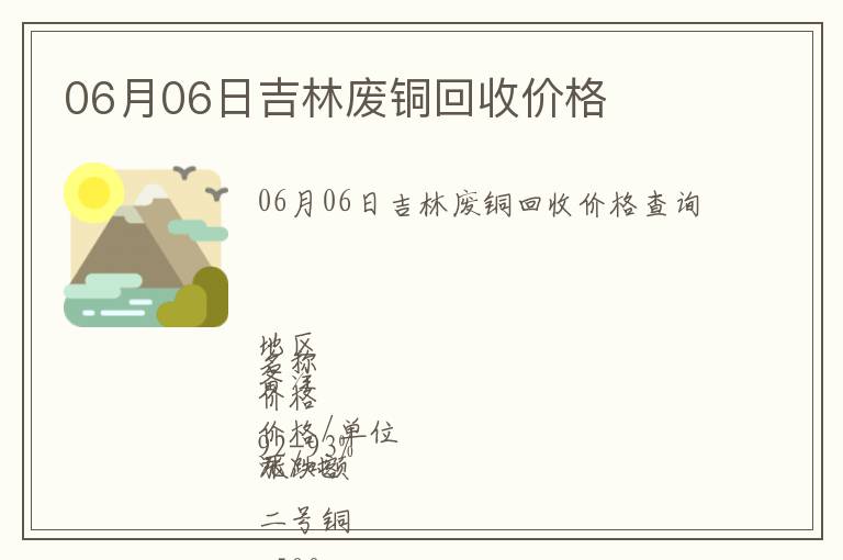 06月06日吉林廢銅回收價格