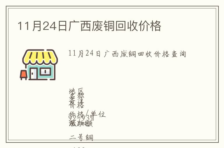11月24日廣西廢銅回收價(jià)格