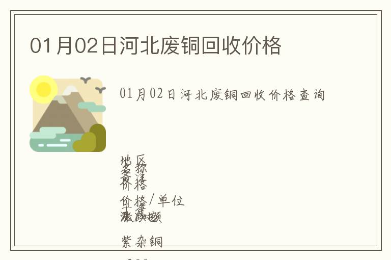 01月02日河北廢銅回收價格