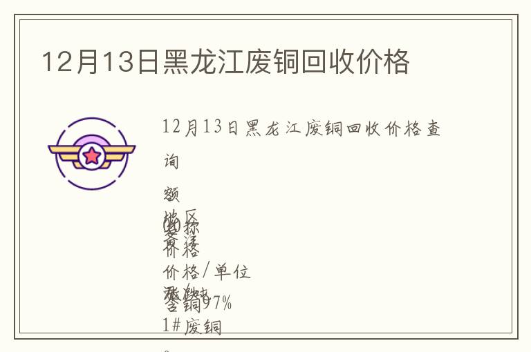 12月13日黑龍江廢銅回收價格