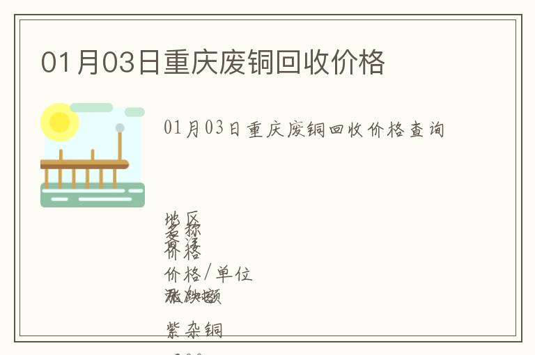 01月03日重慶廢銅回收價格
