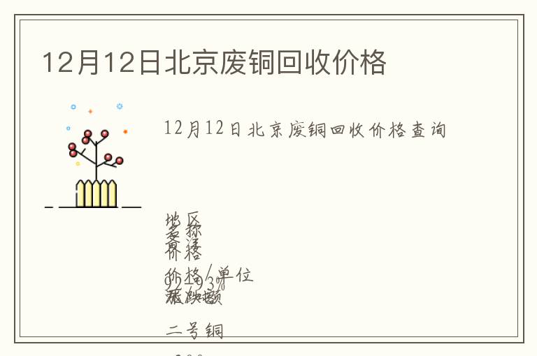 12月12日北京廢銅回收價格