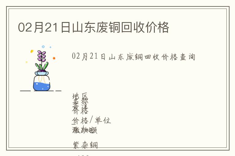 02月21日山東廢銅回收價格