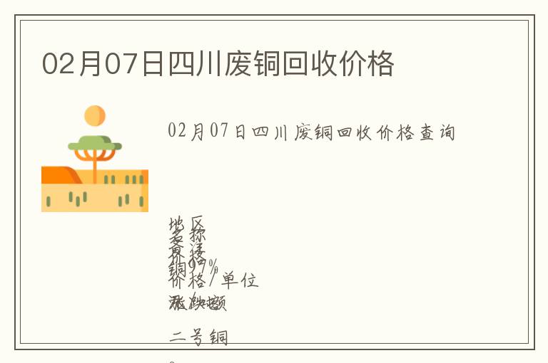 02月07日四川廢銅回收價格