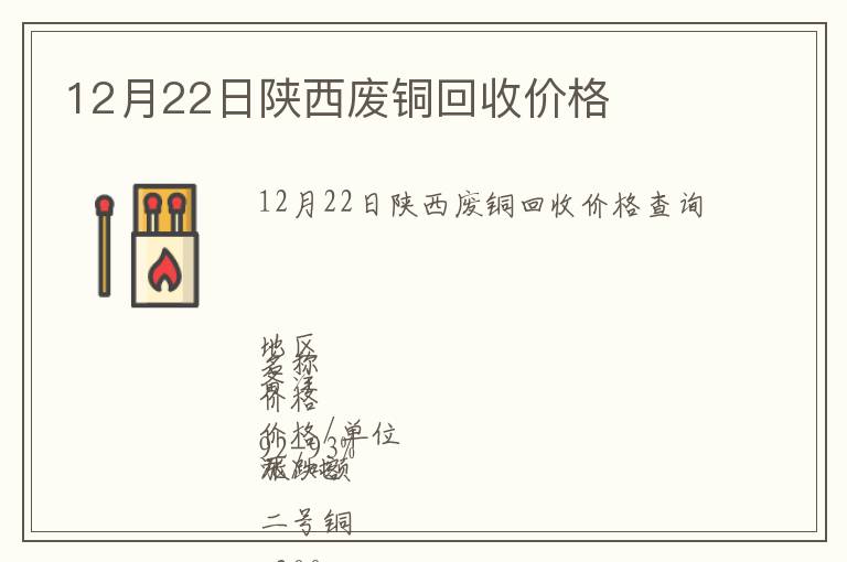 12月22日陜西廢銅回收價格