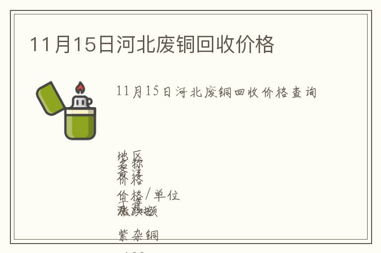 11月15日河北廢銅回收價(jià)格