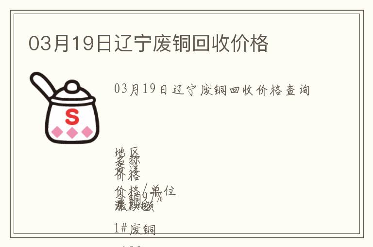 03月19日遼寧廢銅回收價(jià)格