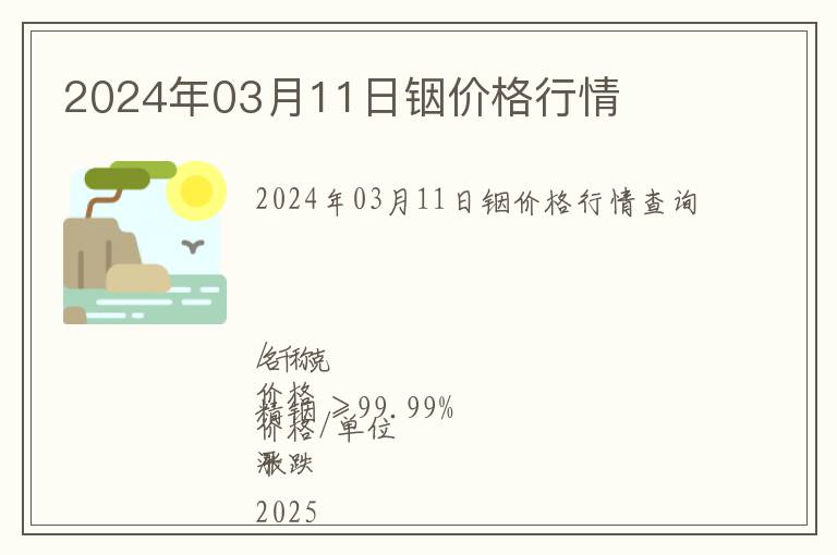 2024年03月11日銦價格行情