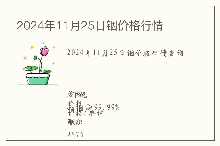 2024年11月25日銦價格行情