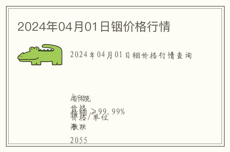 2024年04月01日銦價格行情