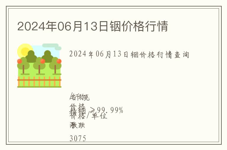 2024年06月13日銦價(jià)格行情