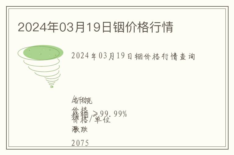 2024年03月19日銦價格行情