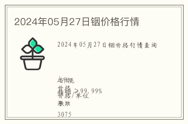 2024年05月27日銦價格行情