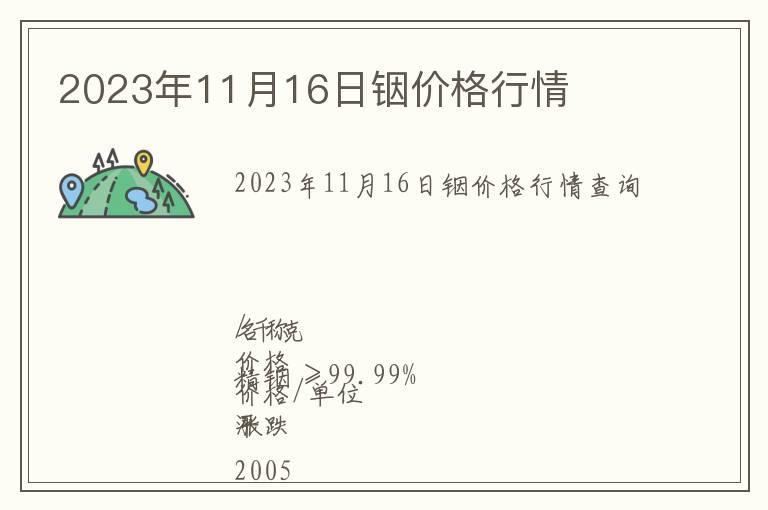 2023年11月16日銦價(jià)格行情