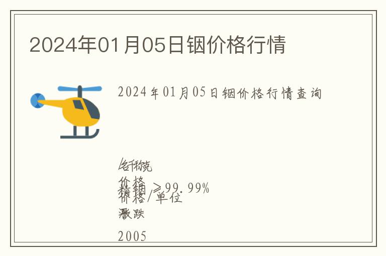 2024年01月05日銦價格行情