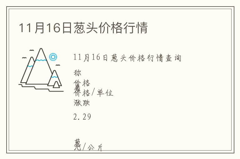 11月16日蔥頭價格行情