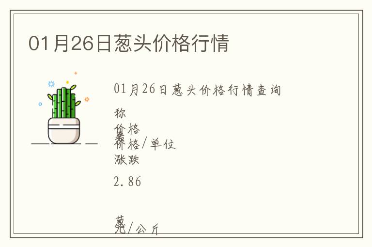 01月26日蔥頭價格行情