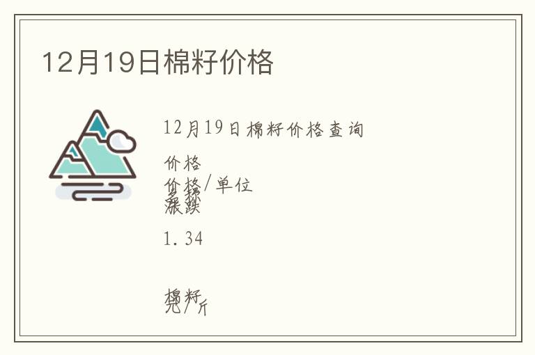 12月19日棉籽價(jià)格