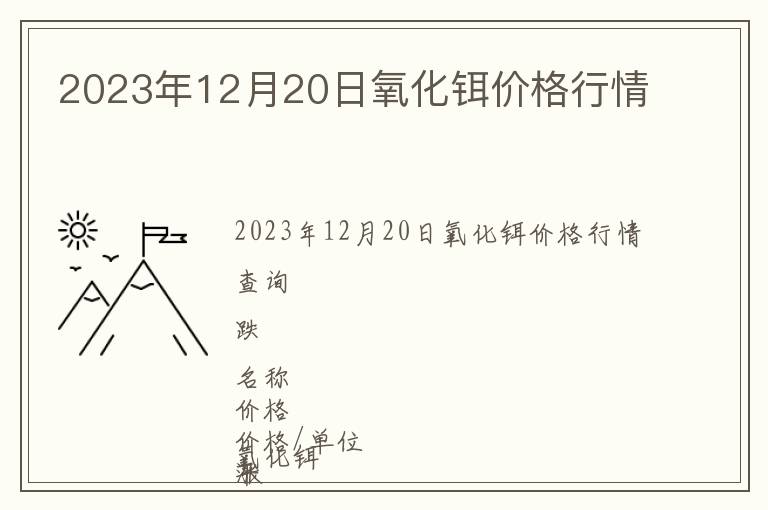 2023年12月20日氧化鉺價格行情
