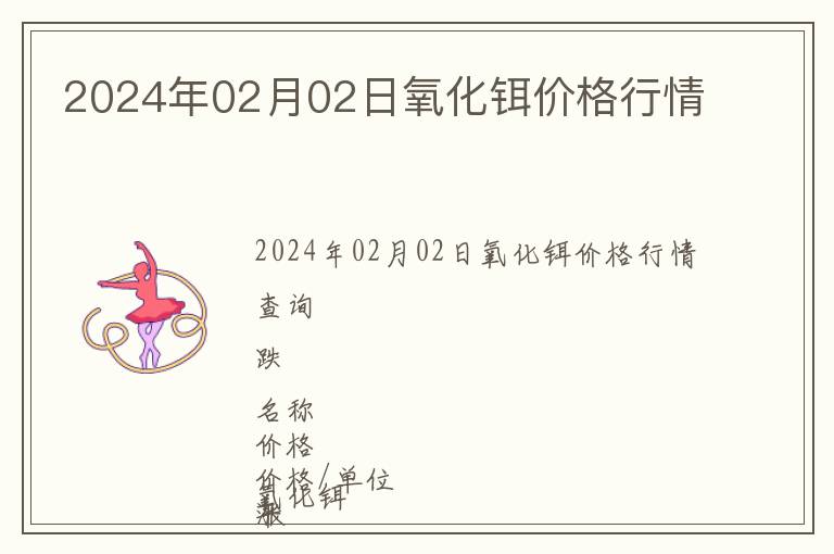2024年02月02日氧化鉺價格行情