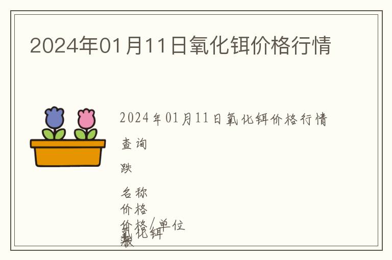 2024年01月11日氧化鉺價格行情