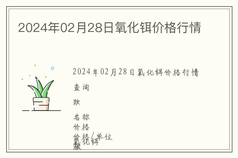 2024年02月28日氧化鉺價格行情