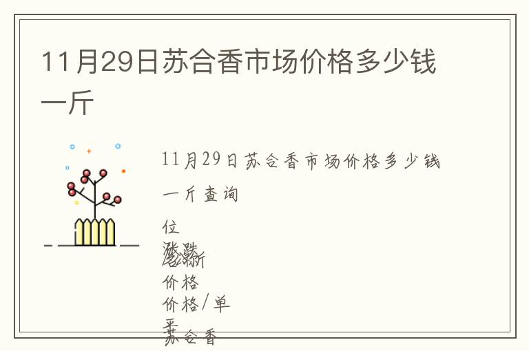 11月29日蘇合香市場價格多少錢一斤