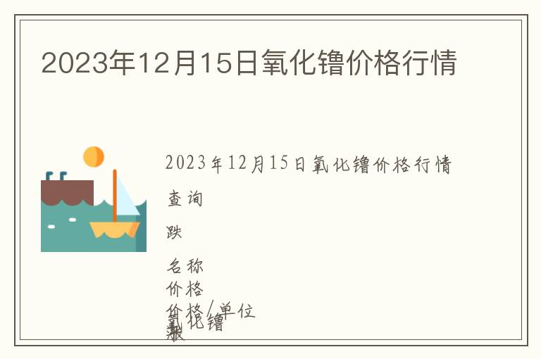 2023年12月15日氧化镥價格行情