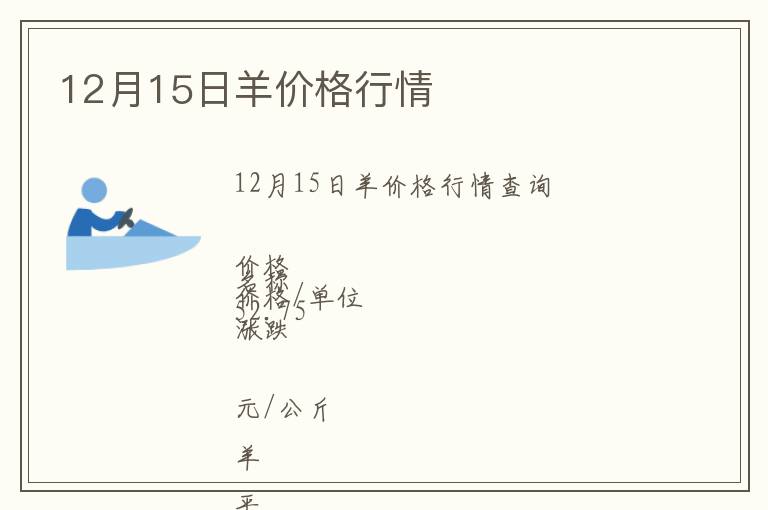 12月15日羊價格行情