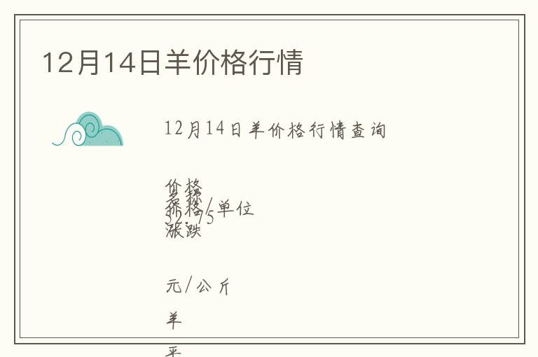 12月14日羊價格行情