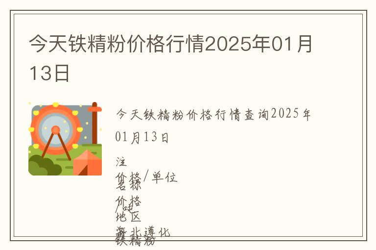 今天鐵精粉價格行情2025年01月13日