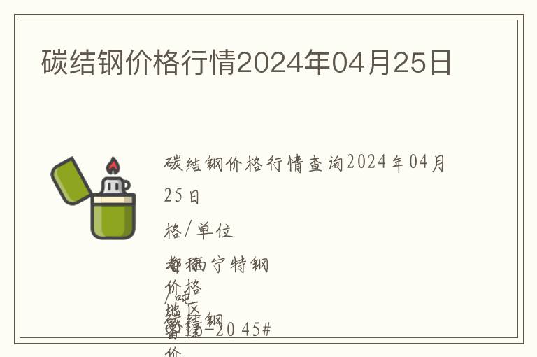碳結(jié)鋼價格行情2024年04月25日