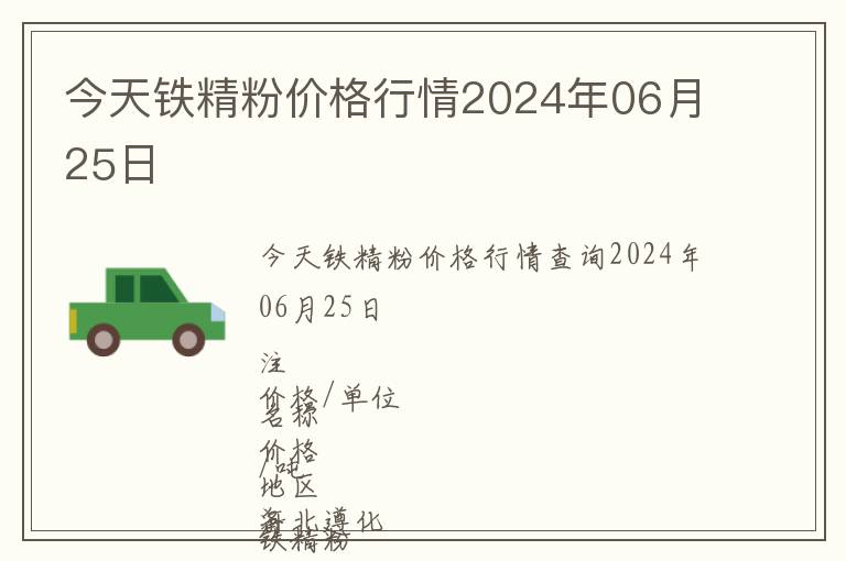 今天鐵精粉價格行情2024年06月25日