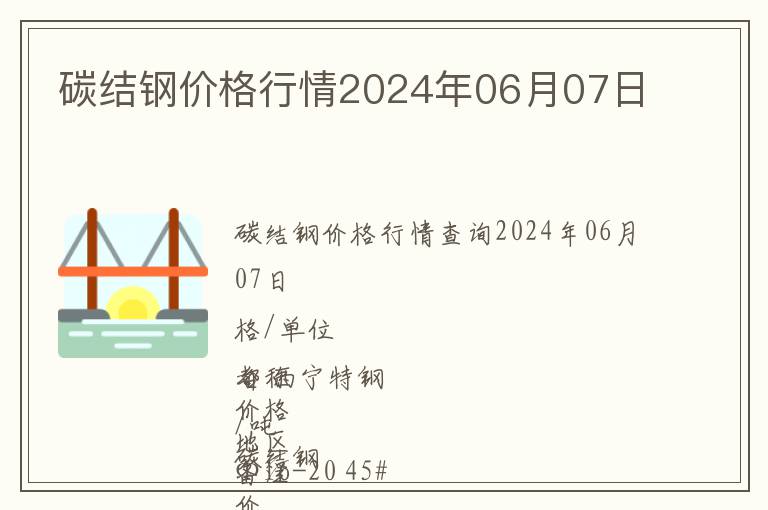 碳結鋼價格行情2024年06月07日