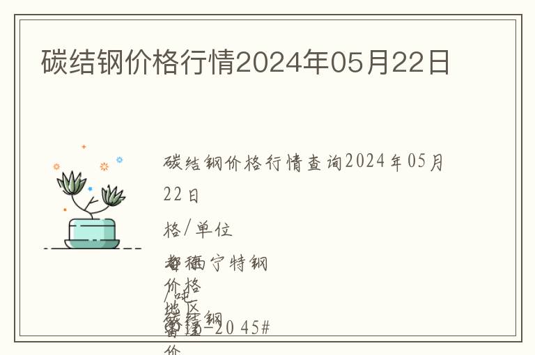 碳結鋼價格行情2024年05月22日